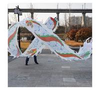 CVdrtyED Costume Danza Leone Nastro Da Danza Del Drago In Tessuto Di Seta For La Con Testa In Fluida Che Agita E Lancia All'aperto Spettacolo Drago(White,12 meters)