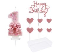 CVDYWDJIE 1 Candela Numero 1 E 1 Set di Inserti per Torta, Candele Scintillanti, Candeline per Torte Dolci, Decorazioni per Torte, Forniture per Feste di Compleanno