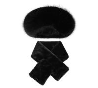 CVDYWDJIE 1 Cappello Cavo Nero E 1 Sciarpa Di Peluche, Soffice Cappello Di Peluche, Accessori Per Il Calore Invernale, Sciarpa Al Collo Resistente Al Freddo