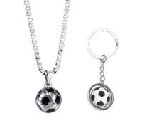 CVDYWDJIE 1 Collana da Calcio E 1 Portachiavi da Calcio, Gioielli Creativi, Gioielli A Tema Calcistico, Gioielli per Tifosi, Gioielli alla Moda