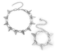 CVDYWDJIE 1 Collana E 1 Braccialetto, Gioielli in Stile Punk, Gioielli di Moda, Gioielli con Borchie, Gioielli Gotici