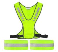 CVDYWDJIE 1 Gilet Riflettente E 2 Passanti per I Polsi Riflettenti, Passanti per I Polsi Elastici Sportivi, Gilet di Sicurezza Notturno, Gilet da Corsa