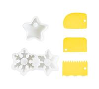 CVDYWDJIE 1 Pezzo A Forma di Stella E 1 Pezzo A Forma di Fiocco di Neve, con 3 Raschietti in Plastica, Stampo in Silicone, Stampo Portacandele, Stampo Decorativo Fai-da-Te
