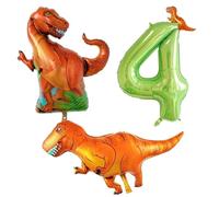 CVDYWDJIE 1 Pezzo di Palloncino Numero 4, 2 Pezzi di Palloncino con Dinosauro, Decorazione della Parete di Fondo, Oggetti di Scena per Feste per Bambini, Decorazione della Festa del 4° Compleanno