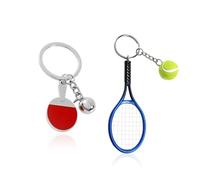CVDYWDJIE 1 Portachiavi da Ping Pong E 1 Portachiavi da Tennis, Portachiavi Creativo, Portachiavi Elemento Sportivo, Portachiavi in Metallo