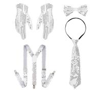 CVDYWDJIE 1 Set Di Abiti Con Paillettes, Reggicalze, Guanti, Abito Floreale Con Papillon, Abito Glitterato Da Uomo, Oggetti Di Scena Per Spettacoli Teatrali, Accessori Di Abbigliamento