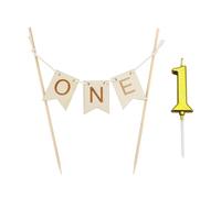 CVDYWDJIE 1 Set di Inserti per Torta in Legno E 1 Candela con Numero 1, Decorazione per Torta di Compleanno, Forniture per Feste di Compleanno per Bambini