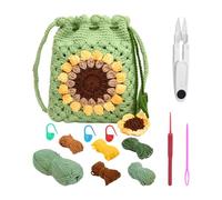 CVDYWDJIE 1 Set di Materiali per Borse all'Uncinetto con Girasole, Accessori Fatti A Mano all'Uncinetto, Lavori Manuali Creativi, Materiali per Borse A Tracolla in Tessuto