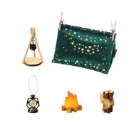 CVDYWDJIE 1 Tenda, Set Fornello da 8 Pezzi, 1 Fiamma, 1 Legna da Ardere E 1 Lampada A Cherosene, Accessori per La Casa delle Bambole, Decorazione Micro Paesaggio