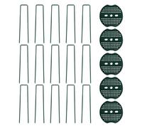 CVDYWDJIE 15 Chiodi Verdi A Forma di U E 5 Distanziatori, Elementi di Fissaggio da Giardino, Accessori da Giardino, Chiodi Metallici Multifunzionali, Chiodi da Campeggio