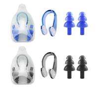 CVDYWDJIE 2 Paia di Tappi per Le Orecchie da Nuoto E 2 Clip per Il Naso per Il Nuoto, con 2 Scatole Portaoggetti, Attrezzatura per Il Nuoto, Clip per Il Naso in Silicone, Blu