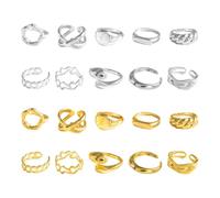 CVDYWDJIE 2 Set di Anelli Geometrici in Metallo, Anelli Irregolari, Anelli Personalizzati alla Moda, Anelli Regolabili, Anelli Impilabili (Oro, Argento)