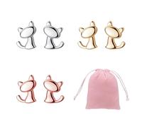 CVDYWDJIE 3 Paia di Orecchini per Gattini E 1 Custodia, Orecchini Carini, Orecchini dal Design Semplice, Orecchini Decorativi alla Moda