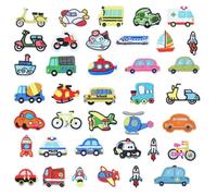 CVDYWDJIE 38 Toppe Termoadesive per Bambini, Set di Toppe per Veicoli, Toppe in Tessuto Ricamato per Auto E Navi, Toppe Termoadesive Creative per Cartoni Animati, Toppe per Abbigliamento Fai-da-Te