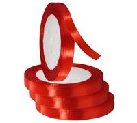 CVDYWDJIE 4 Rotoli di Nastro Rosso, Nastro in Poliestere, Nastro per Decorazioni Nuziali, Nastro per Confezioni Regalo, Nastro per Bouquet