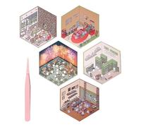CVDYWDJIE 5 Set di Adesivi per Scene in Miniatura E 1 Pezzo di Pinzette, Adesivi per Case 3D, Giocattoli Educativi per Bambini, Giocattoli Adesivi per Bambini