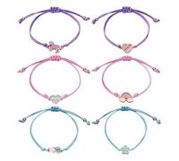 CVDYWDJIE 6 Bracciali per Bambini, Braccialetti Arcobaleno con Cavallo Arcobaleno, Accessori di Gioielli per Ragazze, Braccialetti Regolabili, Set di Braccialetti alla Moda, Regali per Sorelle