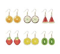 CVDYWDJIE 6 Paia di Orecchini di Frutta, Orecchini Creativi, Orecchini Carini, Orecchini da Donna, Orecchini Carini, Accessori di Abbigliamento