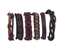 CVDYWDJIE 6 Pezzi Bracciali Vintage da Uomo, Bracciali in Pelle Pu, Bracciali Intrecciati alla Moda, Bracciali Regolabili, Bracciali Stile Punk