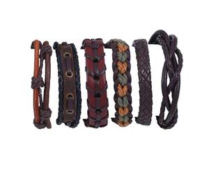 CVDYWDJIE 6 Pezzi Bracciali Vintage da Uomo, Bracciali in Pelle Pu, Bracciali Intrecciati alla Moda, Bracciali Regolabili, Bracciali Stile Punk