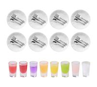 CVDYWDJIE 8 Set di Modelli di Stoviglie E 8 Modelli di Tazze di Succo, Stoviglie in Miniatura Simulate, Accessori per Case delle Bambole, Mini Modelli di Cibo, Giocattoli per Bambini