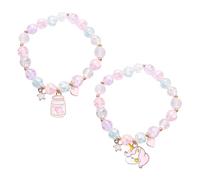 CVDYWDJIE Braccialetti con Ciondolo A Forma di Cartone Animato da 2 Pezzi, Braccialetti di Perle per Bambini, Braccialetti Carini, Braccialetti Regalo, Braccialetti Dell'Amicizia per Ragazze