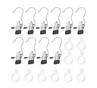 CVDYWDJIE Confezione da 10 Clip A Gancio in Acciaio Inox E 10 Fibbie di Posizionamento in Plastica, Mollette per Bucato, Clip Antiscivolo, Clip per Attaccare Oggetti, Accessori per La Casa