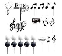 CVDYWDJIE Confezione da 23 Inserti per Torte A Tema Musicale, Inserti per Torte con Note Musicali, Decorazioni Creative per Torte, Decorazioni per Feste A Tema Rock