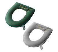 CVDYWDJIE Coprisedili per WC in 2 Pezzi, Copriwater Che Assorbono L'Umidità E Traspiranti, Copriwater Morbidi E Confortevoli, Accessori per WC (Grigio, Verde)