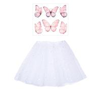 CVDYWDJIE Gonna Con Paillettes A Stella Da 1 Pezzo E Adesivo A Farfalla Da 1 Pezzo, Gonna A Rete Per Bambini, Abbigliamento Da Esibizione, Tutù Scintillante, Accessori Di Abbigliamento