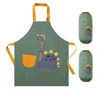 CVDYWDJIE Grembiule per Bambini Dinosauro 1 Pezzo E 1 Paio di Maniche Dinosauro, Grembiule Impermeabile, Grembiule Antimacchia, Grembiule da Cucina, Grembiule da Pittura