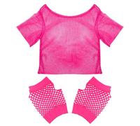 CVDYWDJIE Manica Corta In Rete 1 Pezzo, Guanti In Rete 1 Paio, Abbigliamento Sexy Per Donna, Maglietta In Rete Che Perde, Decorazione Per Costumi Da Festa E Da Ballo