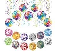 CVDYWDJIE Pendenti da Discoteca da 7 Pezzi, Bandiera da Discoteca da 1 Pezzo, Decorazioni da Discoteca Colorate, Pendenti A Spirale, Oggetti di Scena per Lo Sfondo della Festa