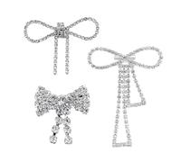 CVDYWDJIE Set di 3 Spille con Fiocco, Spilla A Nastro Lucido, Spilla con Strass di Perle da Donna, Elee Spilla con Fiocco, Spilla alla Moda da Donna