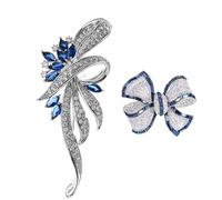 CVDYWDJIE Spille con Strass da 2 Pezzi, Fiocco, Corpetto Floreale, Distintivi di Moda Femminile, Accessori Classici di Gioielli con Spille, Accessori di Abbigliamento