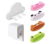 CVDYWDJIE Spremi Dentifricio da 4 Pezzi, Porta Spazzolino da 1 Pezzo, Porta Dentifricio da 1 Pezzo, Spremi Tubetto Creativo A Forma di Cartone Animato, Spremi Tubetto Multifunzionale per Animali