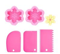 CVDYWDJIE Stampi per Fiocchi di Neve da 2 Pezzi E Raschietti Rosa da 3 Pezzi, Stampi in Silicone Creativi, Stampi per Candele, Stampi da Forno, Decorazioni Fatte A Mano