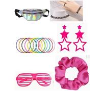 CVDYWDJIE Un Set di Accessori per Feste Anni '90 da 18 Pezzi Che Si Distingue nella Tendenza retrò E Un Marsupio, Occhiali da Sole A Forma di Cuore, Adatti A Festival Musicali E Balli.