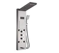 CVFRDD Pannello Doccia Luminoso a LED, Set di rubinetti Doccia con Display Digitale a Pioggia a Cascata, Doccia con Miscelatore a Colonna for Bagno con idromassaggio Spa(Brushed Nickle 8004)