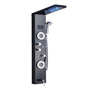 CVFRDD Pannello Doccia Luminoso a LED, Set di rubinetti Doccia con Display Digitale a Pioggia a Cascata, Doccia con Miscelatore a Colonna for Bagno con idromassaggio Spa(Black 8006)