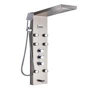 CVFRDD Pannello Doccia Luminoso a LED, Set di rubinetti Doccia con Display Digitale a Pioggia a Cascata, Doccia con Miscelatore a Colonna for Bagno con idromassaggio Spa(Brushed Nickle 1258)