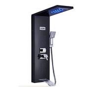 CVFRDD Pannello Doccia Luminoso a LED, Set di rubinetti Doccia con Display Digitale a Pioggia a Cascata, Doccia con Miscelatore a Colonna for Bagno con idromassaggio Spa(Black 8024)