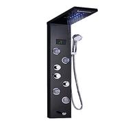 CVFRDD Pannello Doccia Luminoso a LED, Set di rubinetti Doccia con Display Digitale a Pioggia a Cascata, Doccia con Miscelatore a Colonna for Bagno con idromassaggio Spa(Black 9001)