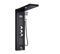 CVFRDD Pannello Doccia Luminoso a LED, Set di rubinetti Doccia con Display Digitale a Pioggia a Cascata, Doccia con Miscelatore a Colonna for Bagno con idromassaggio Spa(Black 1047)