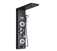 CVFRDD Pannello Doccia Luminoso a LED, Set di rubinetti Doccia con Display Digitale a Pioggia a Cascata, Doccia con Miscelatore a Colonna for Bagno con idromassaggio Spa(Black 8006X)