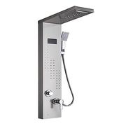 CVFRDD Pannello Doccia Luminoso a LED, Set di rubinetti Doccia con Display Digitale a Pioggia a Cascata, Doccia con Miscelatore a Colonna for Bagno con idromassaggio Spa(Brushed Nickle 8012)
