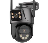 CVFRDD Telecamera PTZ 4K 8MP HD Esterna Dual Lens Doppio Schermo Monitoraggio Automatico Sorveglianza di Sicurezza Stradale P2P(8MP ADD 32G)