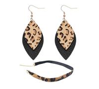 CVFRTT 1 Paio di Orecchini A Bottone in Pelle con Stampa Leopardata E 1 Girocollo con Stampa Leopardata, Orecchini Vintage, Orecchini Animali, Orecchini Pendenti, Accessori di Abbigliamento