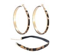 CVFRTT 1 Paio di Orecchini con Stampa Leopardata E 1 Girocollo con Stampa Leopardata, Orecchini Vintage, Orecchini A Cerchio, Orecchini Creativi, Gioielli da Donna, Accessori di Abbigliamento