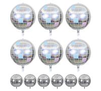 CVFRTT 12 Palloncini Laser, Palloncini con Palla da Discoteca, Palloncini in Foglio di Alluminio, Decorazione con Palloncini Rotondi, Decorazione per Feste di Matrimonio